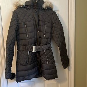 NWOT Moda International: Down coat with detachable fur hood